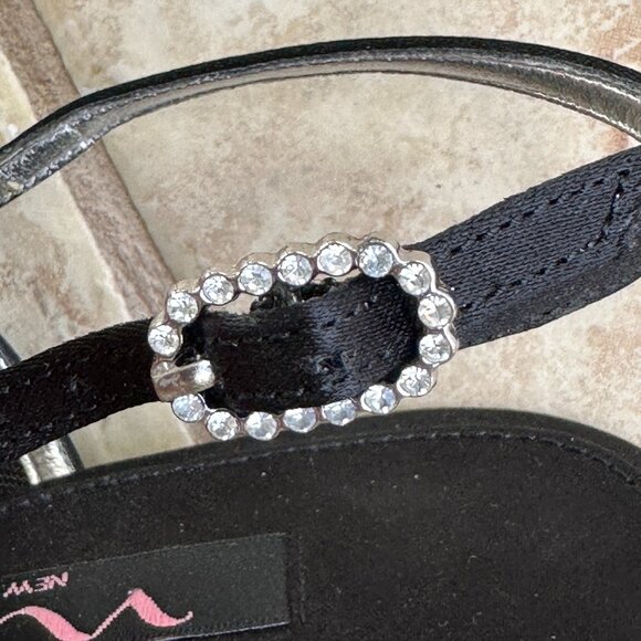 MIA BLACK MESH DRESS SHOE SANDALS HEELS W/RHINESTONE BUCKLE:PREOWNED BLACK 8 1/2 - Picture 13 of 15